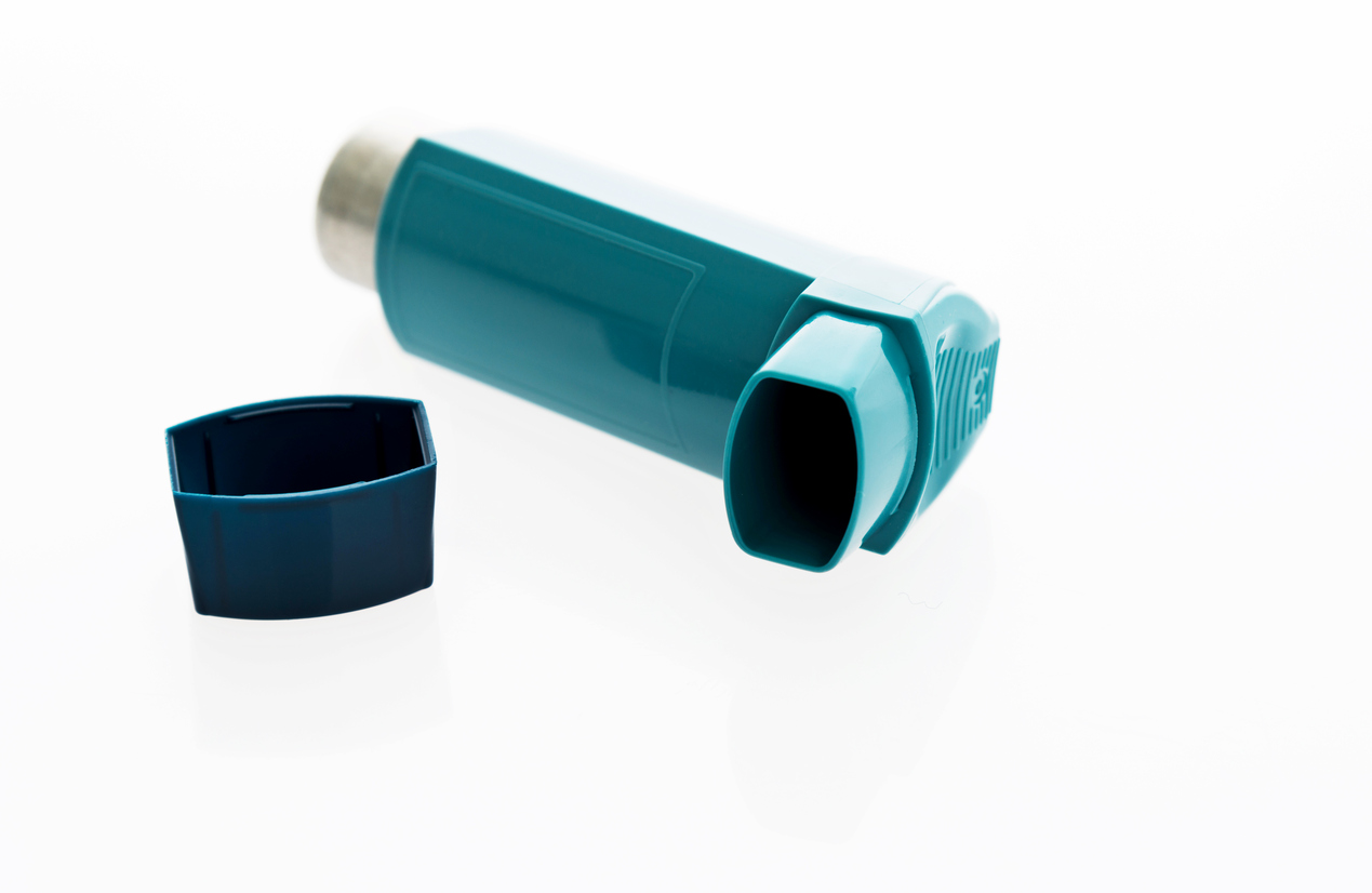 Close up of asthma inhaler